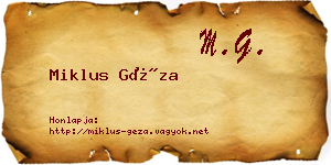 Miklus Géza névjegykártya
